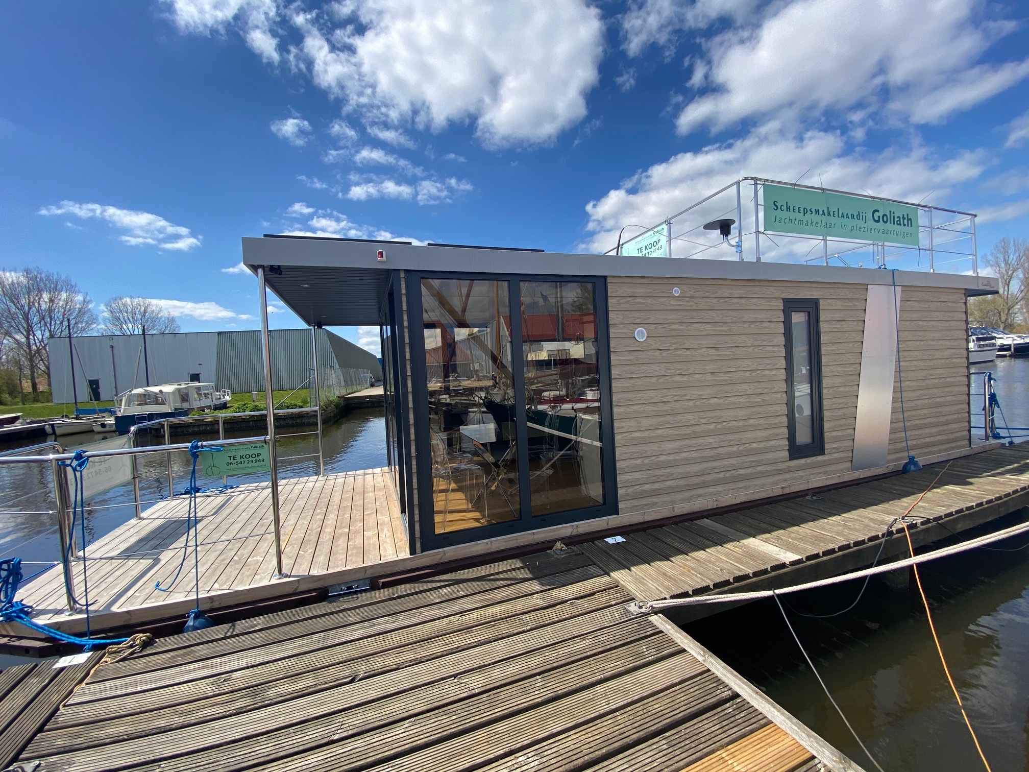 Grey Floating House Houseboat